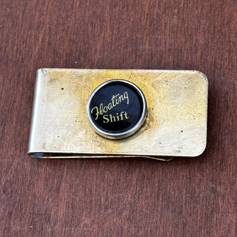 Floating Shift Gold typewriter key Money Clip